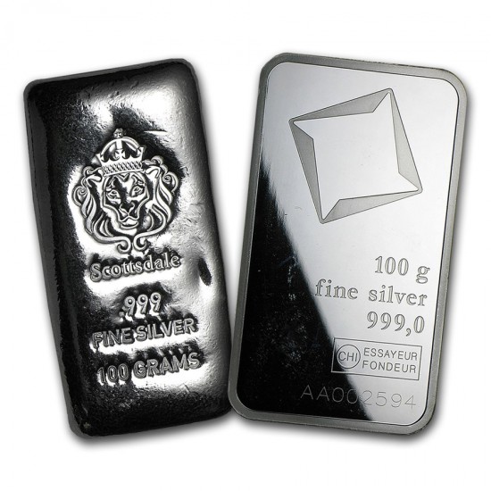 100g Assorted .999 Fine Silver Bar 100g Assorted .999 Fine Silver Bar
