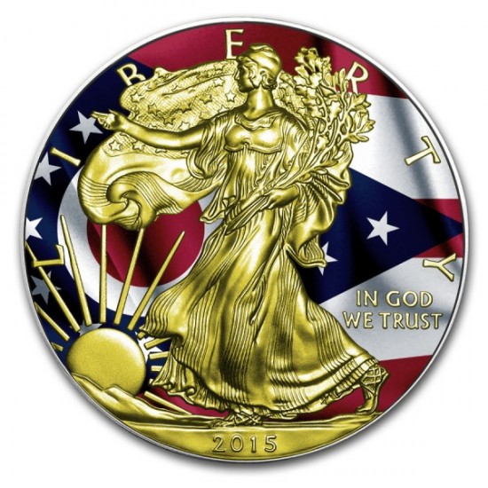 2015 1 Oz Ohio Flag American Eagle Gilded