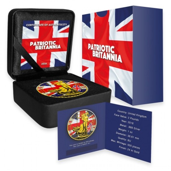 2016 1 Oz UK Silver Britannia Patriotic Flag 2016 1 Oz UK Silver Britannia Patriotic Flag