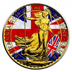2016 1 Oz UK Silver Britannia Patriotic Flag