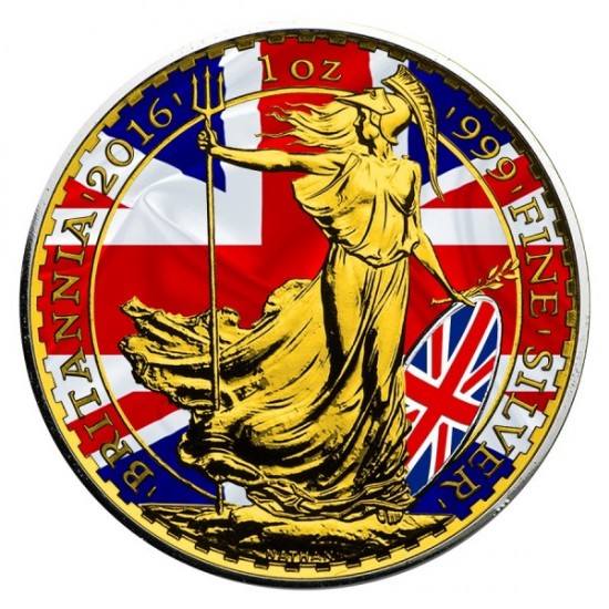 2016 1 Oz UK Silver Britannia Patriotic Flag 2016 1 Oz UK Silver Britannia Patriotic Flag