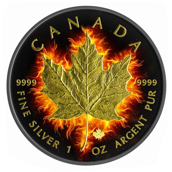 2014 1 Oz Maple Leaf Burning Ruthenium Gilded