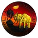 2017 1 Oz Sunset African Elephant Ruthenium Gilded