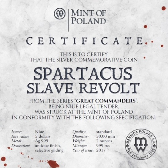 2017 2 Oz Spartacus Niue Slave Revolt