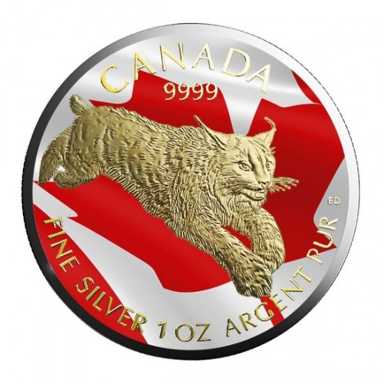 2017 1 Oz Canada Lynx Flag Gilded