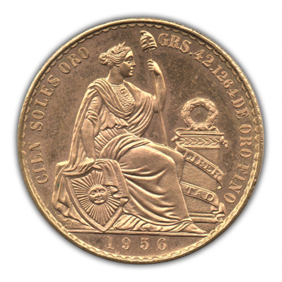 1956 100 Soles Gold Peru